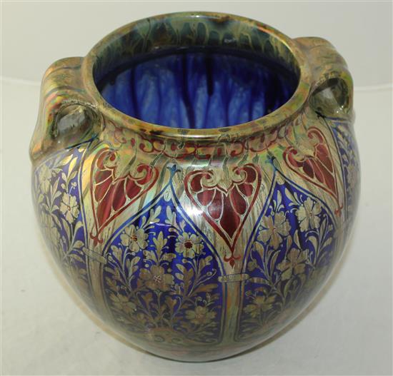 A large Pilkingtons Lancastrian lustre ovoid vase, c.1915, by Richard Joyce, height 23.5cm, diameter approx. 27cm